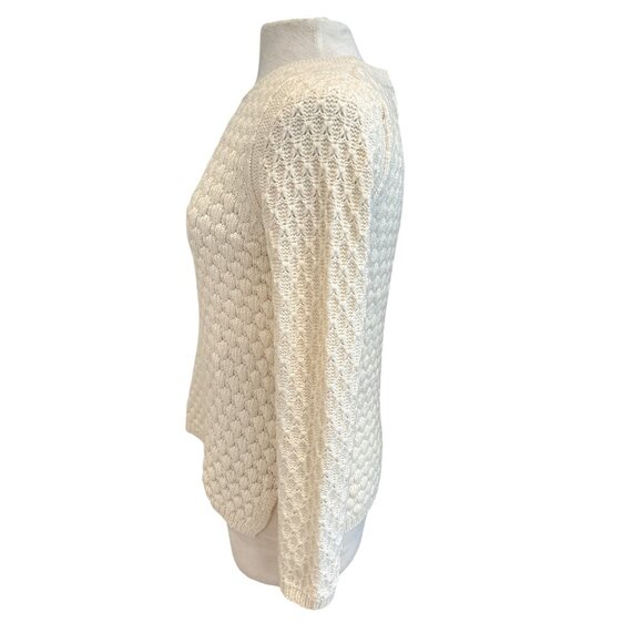 Cottage Core Field Flower Cream Knit Sweater Medium - Picture 2 of 9